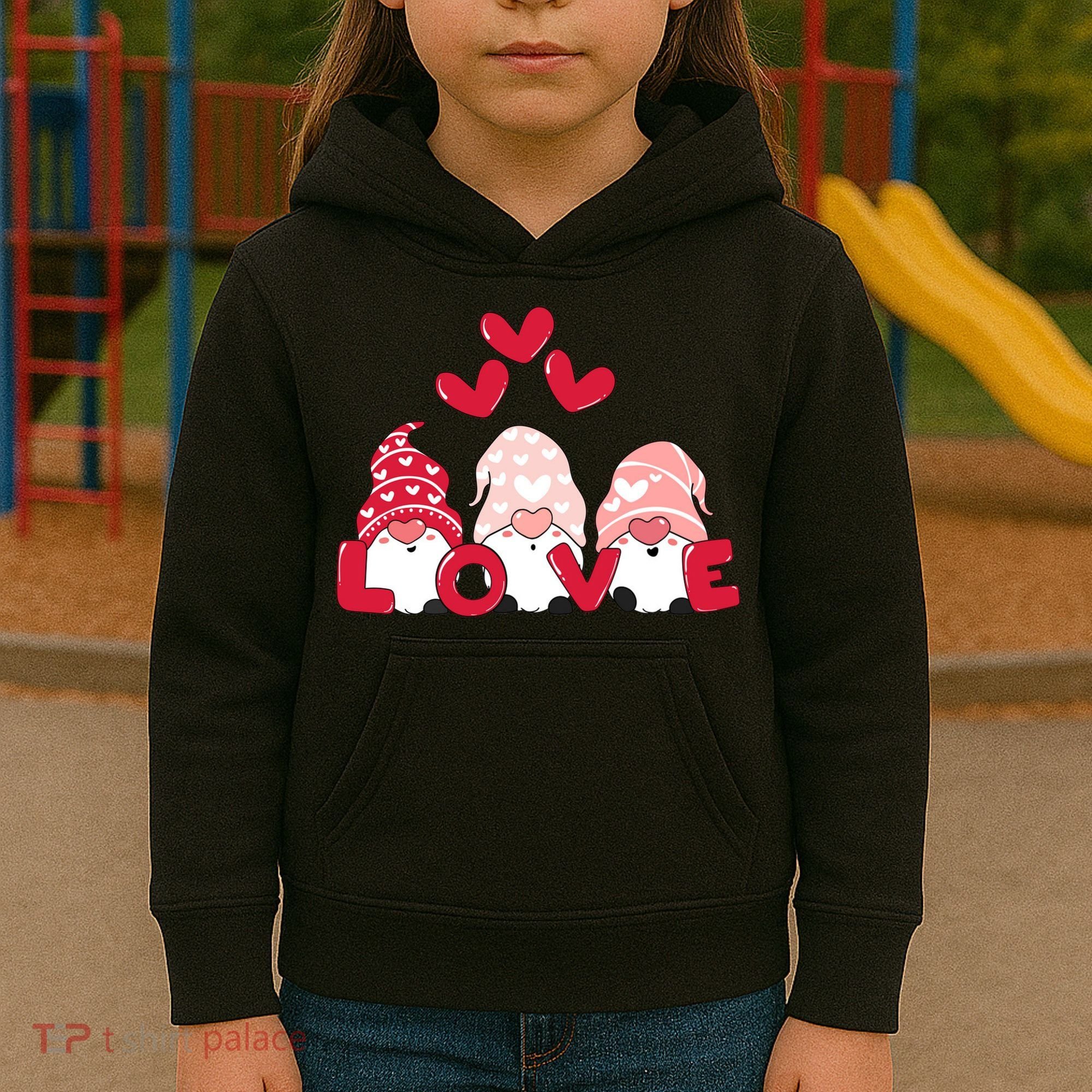 Valentines Day Gnomes Kids Hoodie