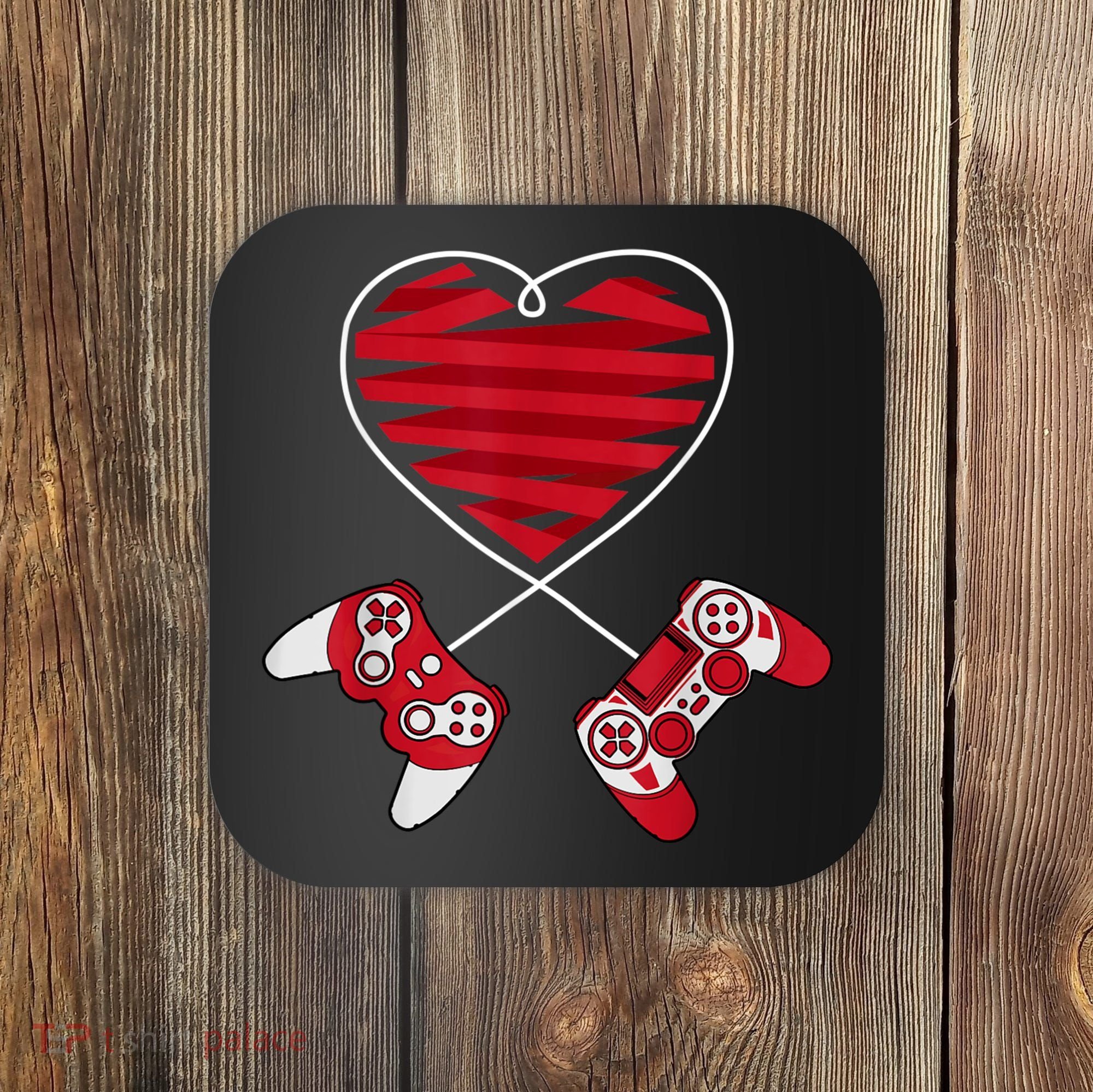 Valentines Day Gamer Shirt Controller Kids Boys Valentine Coaster