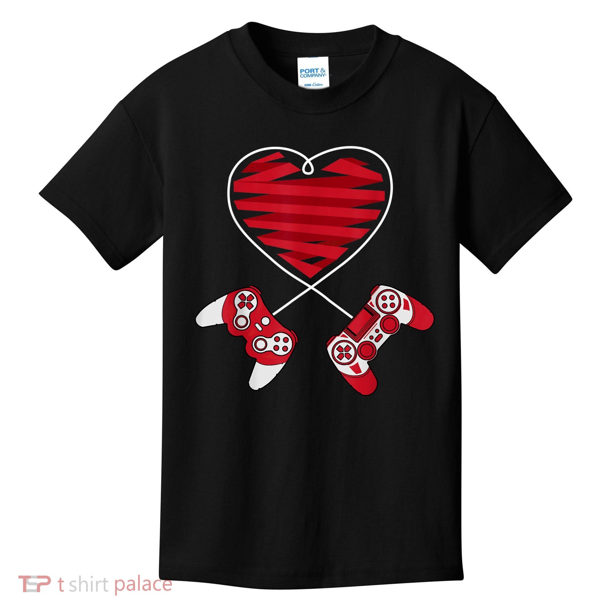 Valentines Day Gamer Shirt Controller Kids Boys Valentine Kids T-Shirt