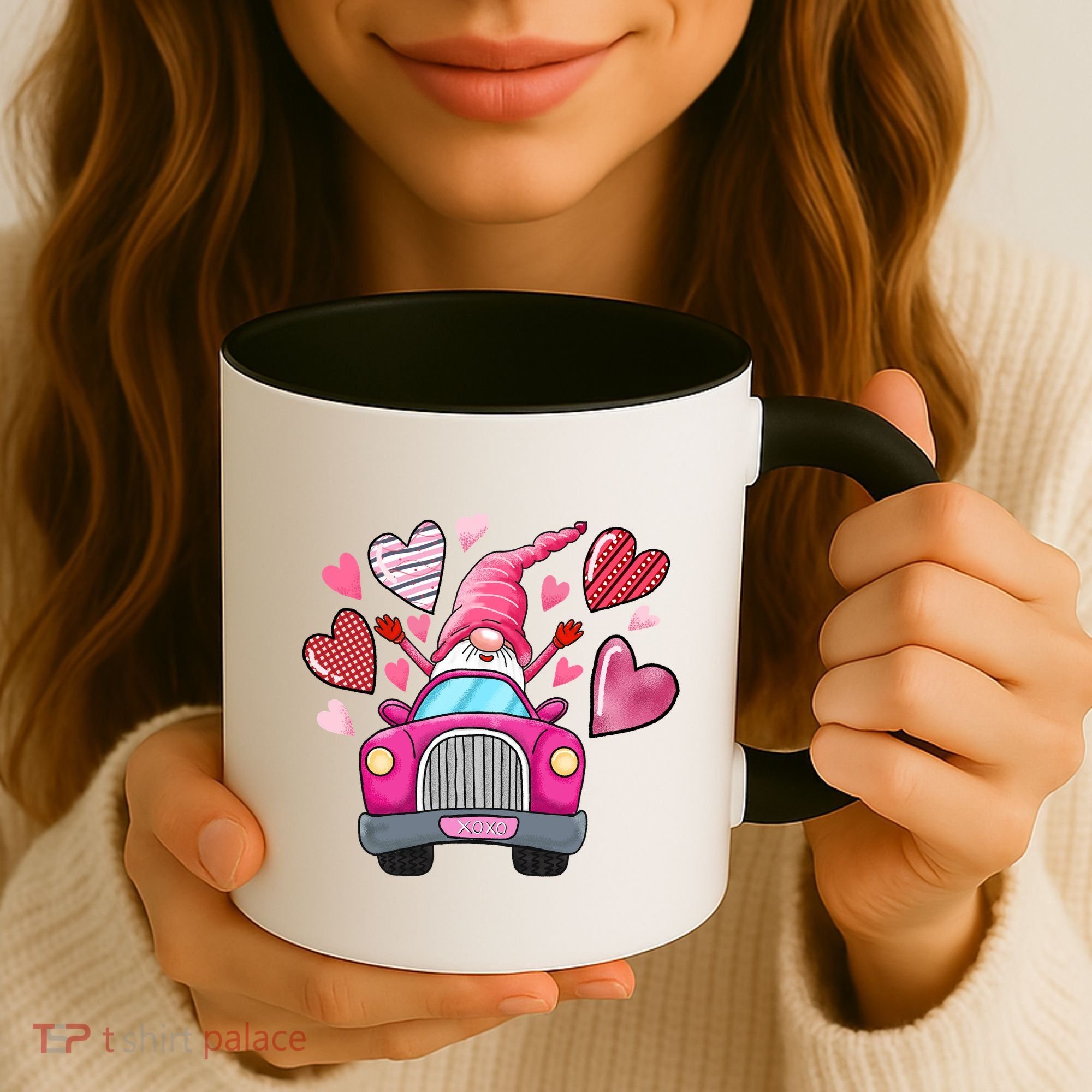 Valentines Day Gnome Heart Truck Coffee Mug