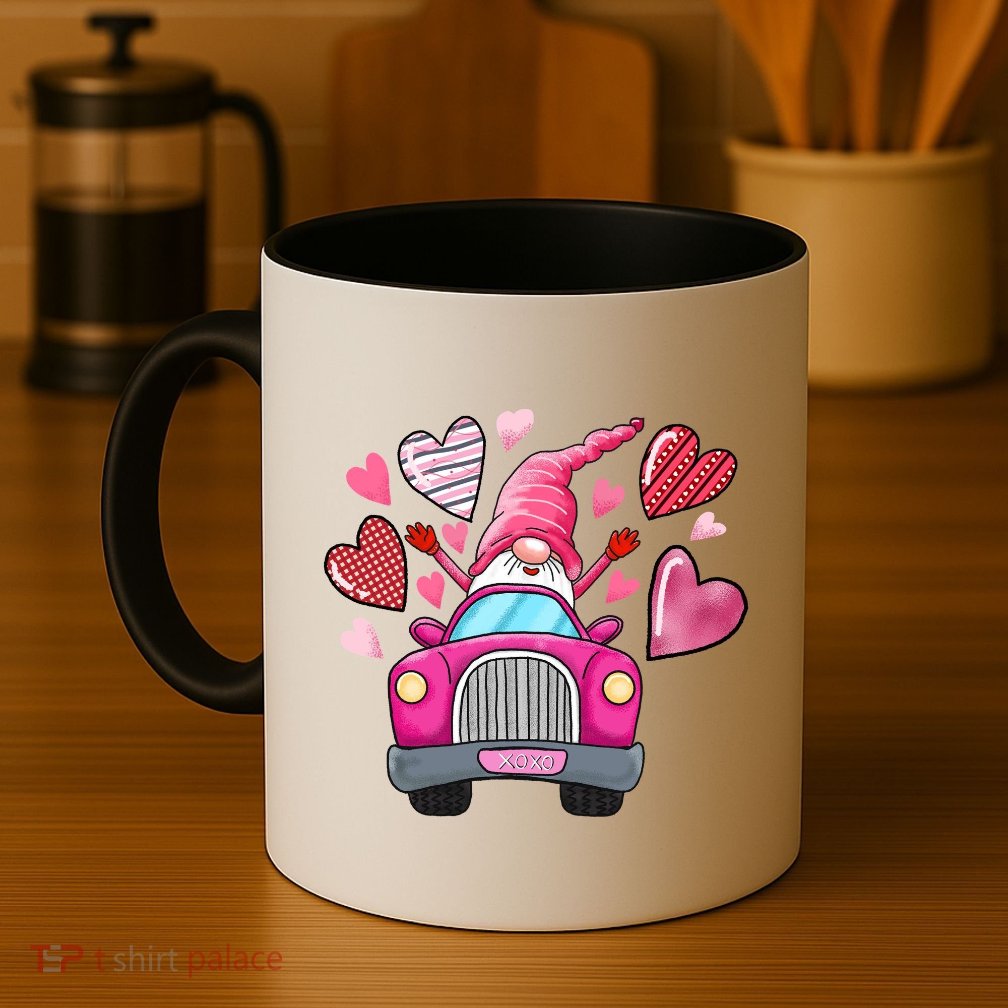 Valentines Day Gnome Heart Truck Coffee Mug
