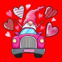 Valentines Day Gnome Heart Truck Santa Hat thumb 1