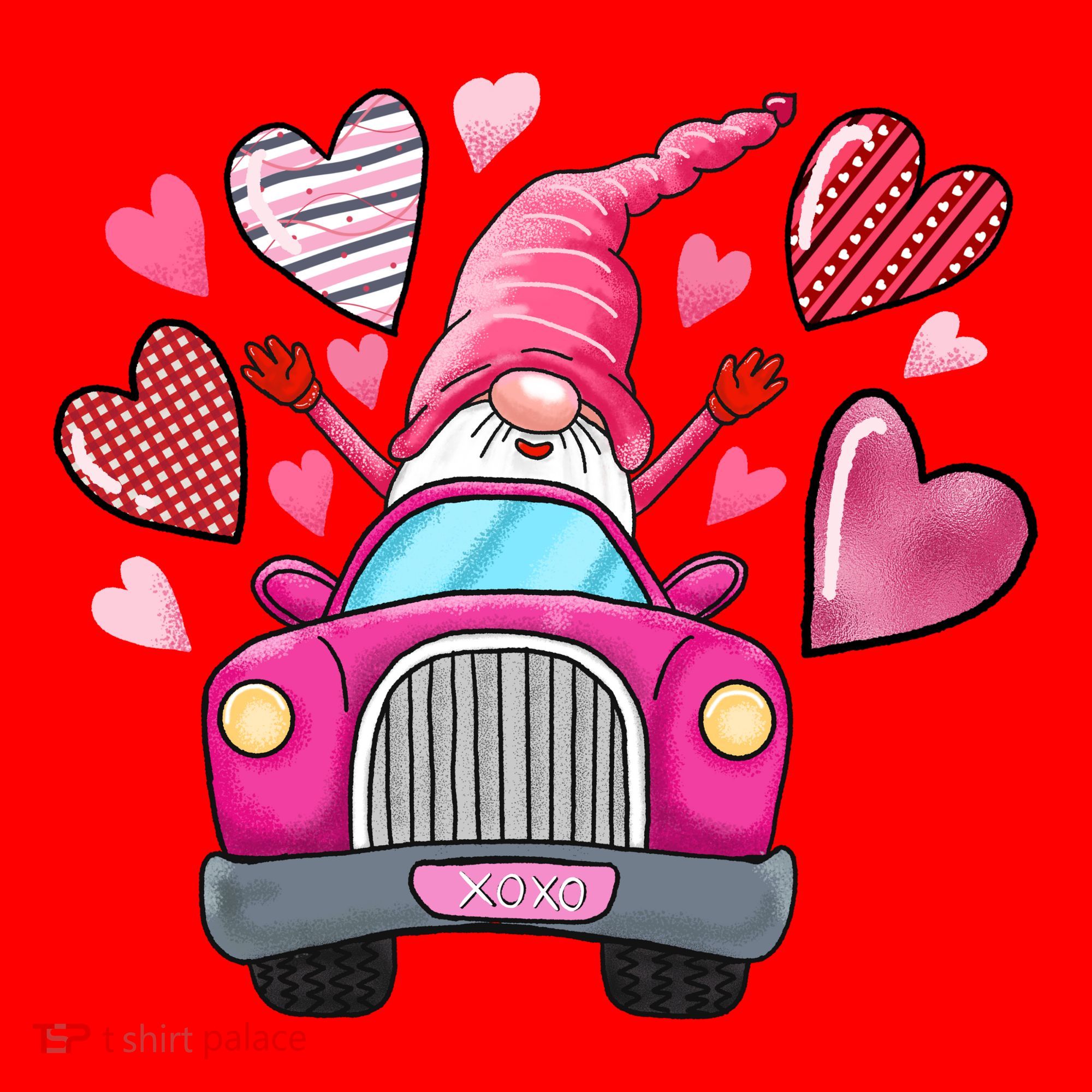 Valentines Day Gnome Heart Truck Santa Hat