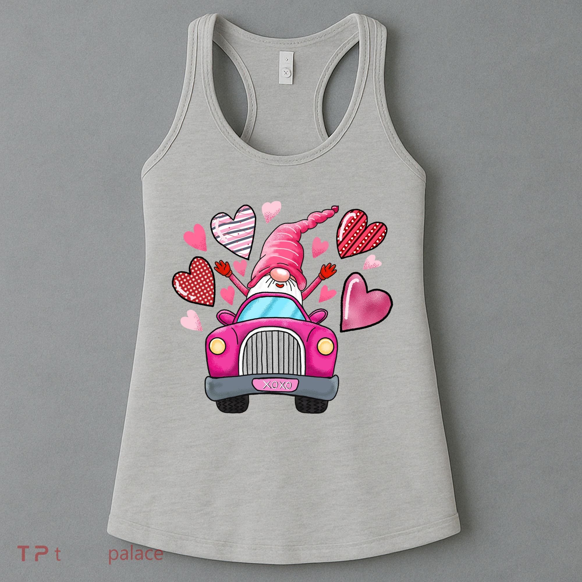 Valentines Day Gnome Heart Truck Women's Tank Top