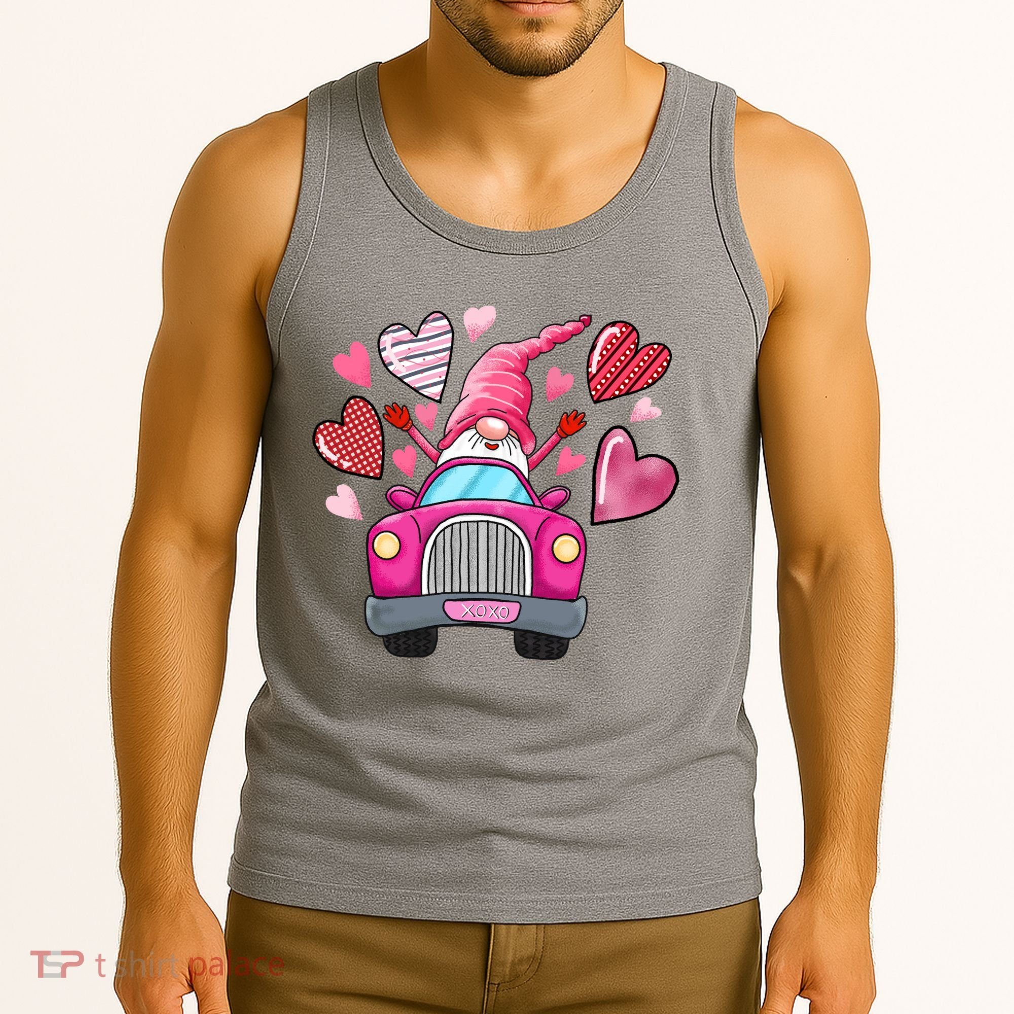 Valentines Day Gnome Heart Truck Tank Top