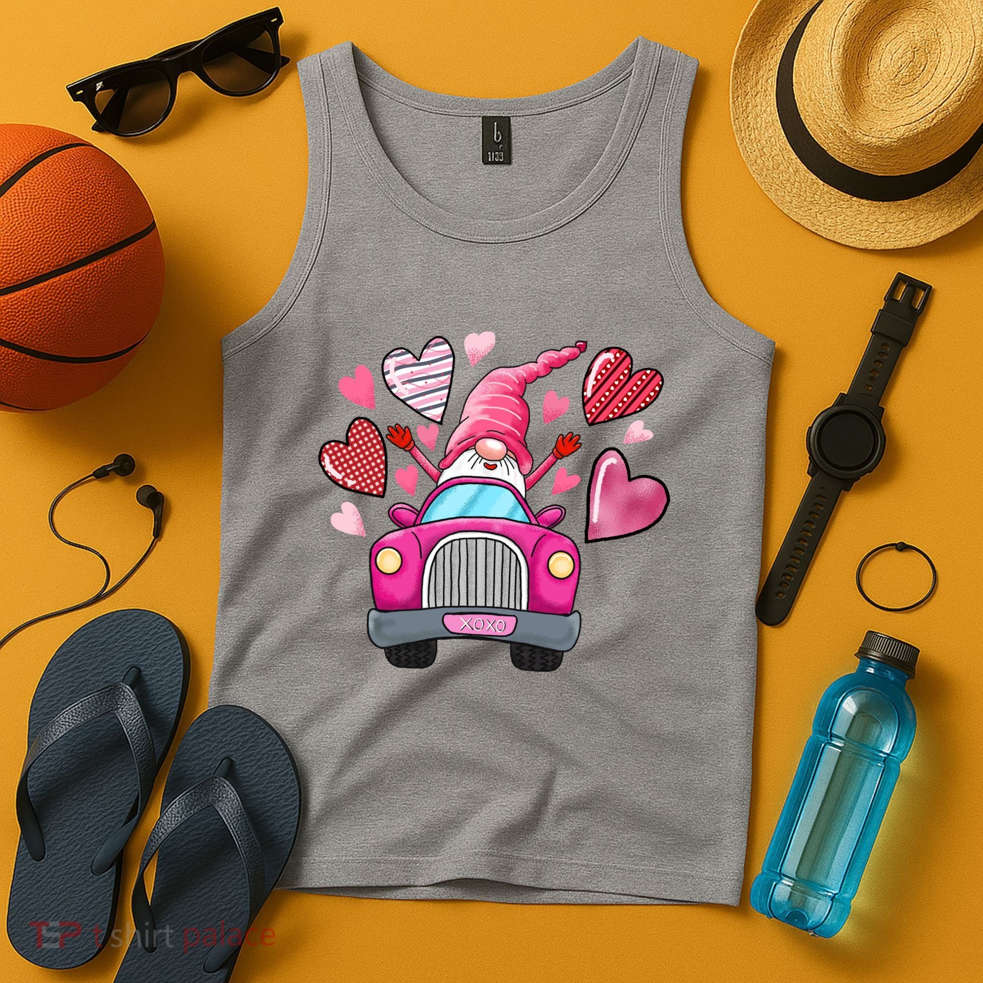Valentines Day Gnome Heart Truck Tank Top