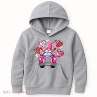 Valentines Day Gnome Heart Truck Kids Hoodie thumb 0