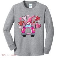 Valentines Day Gnome Heart Truck Kids Long Sleeve Shirt thumb 0