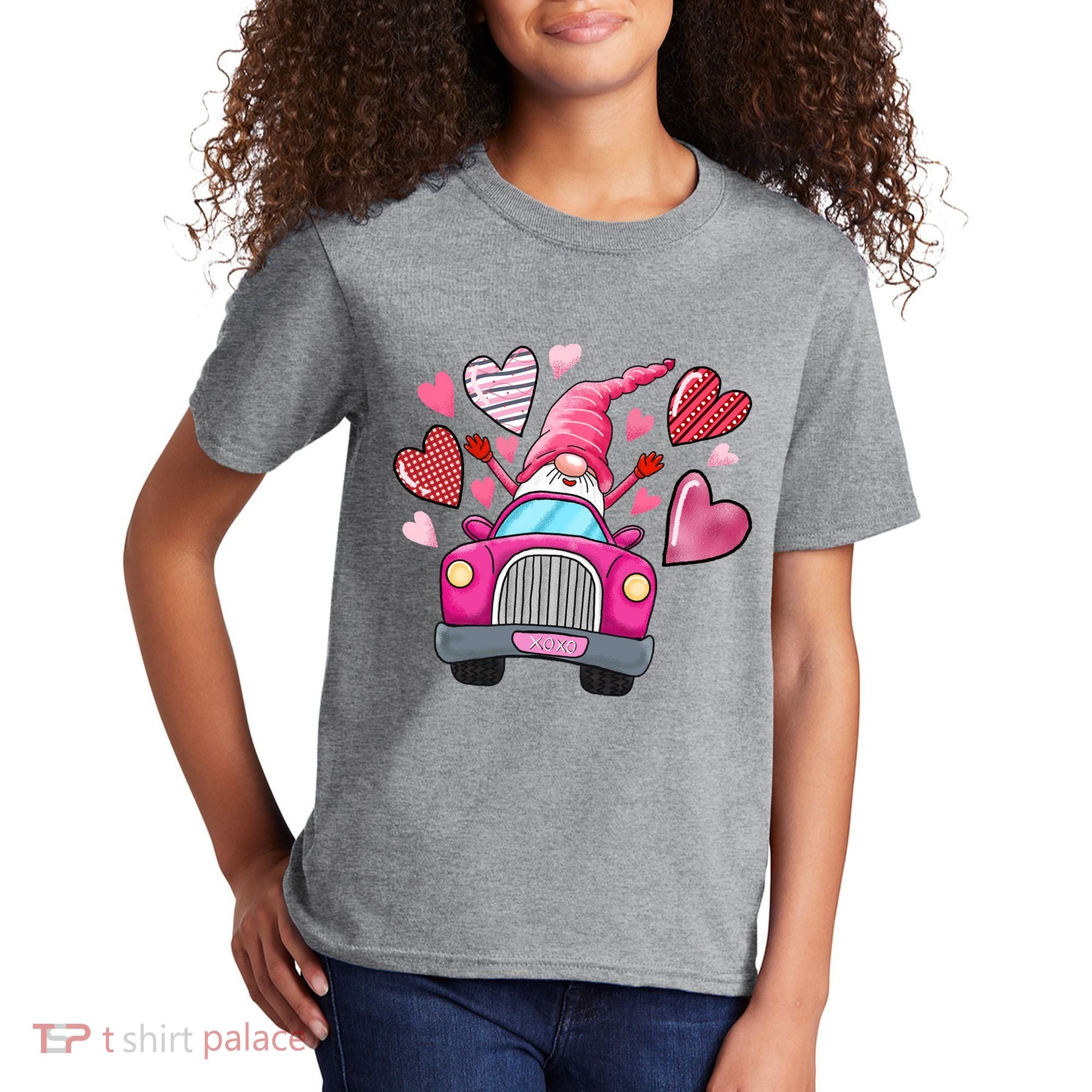 Valentines Day Gnome Heart Truck Kids T-Shirt