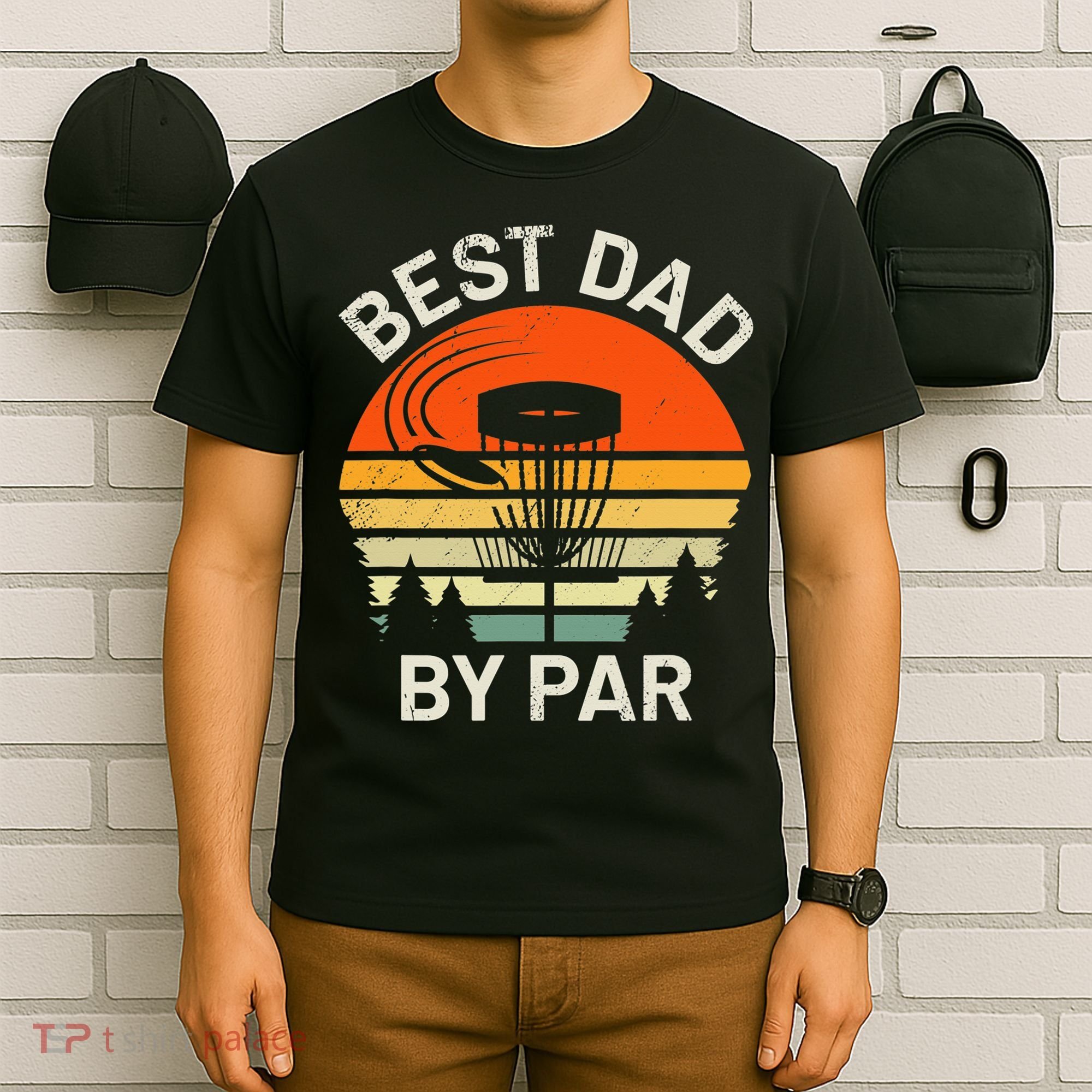 Vintage Disc Golf Dad Gift Best Dad By Par Disk Golf T-Shirt