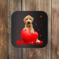 Valentines Day Golden Doodle Heart Dog Lovers Coaster thumb 0