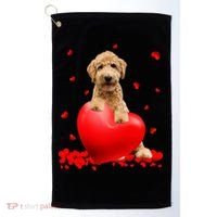 Valentines Day Golden Doodle Heart Dog Lovers Golf Towel thumb 0