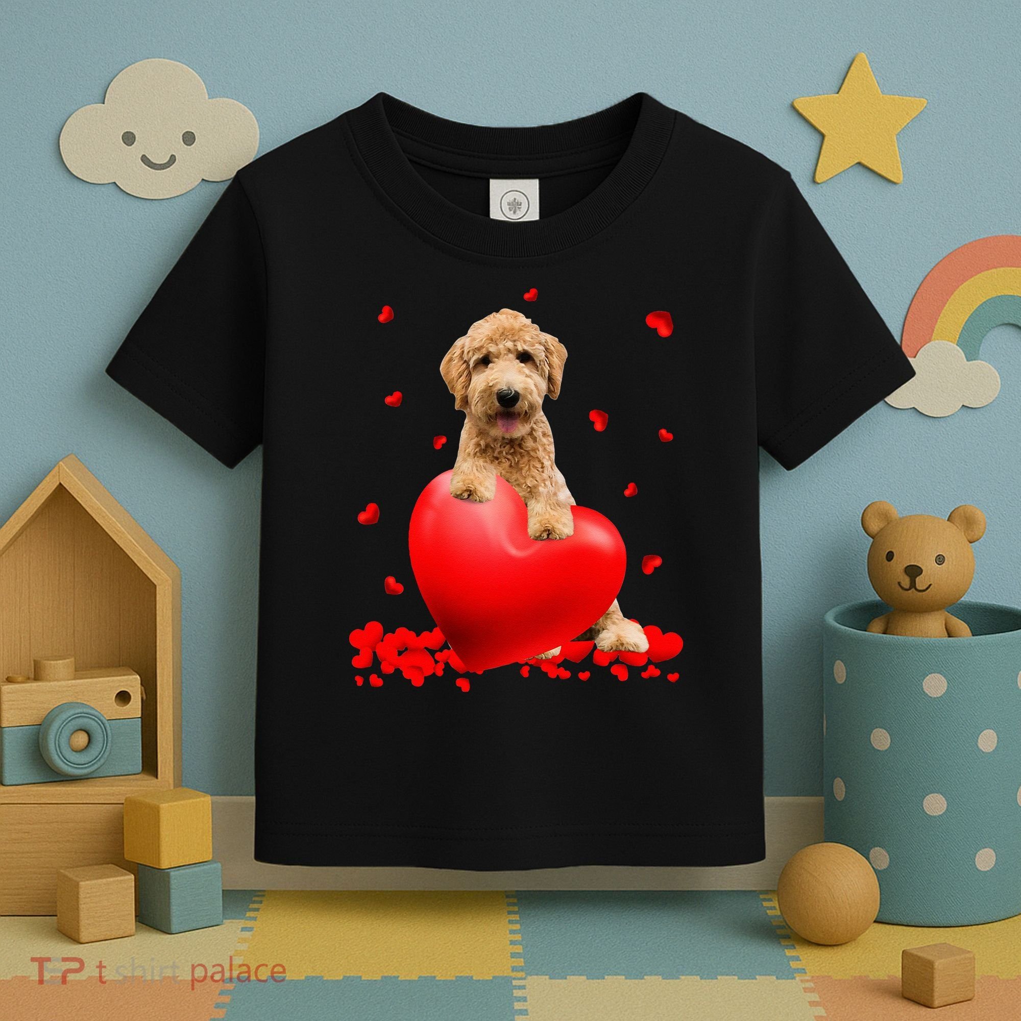 Valentines Day Golden Doodle Heart Dog Lovers Toddler T-Shirt