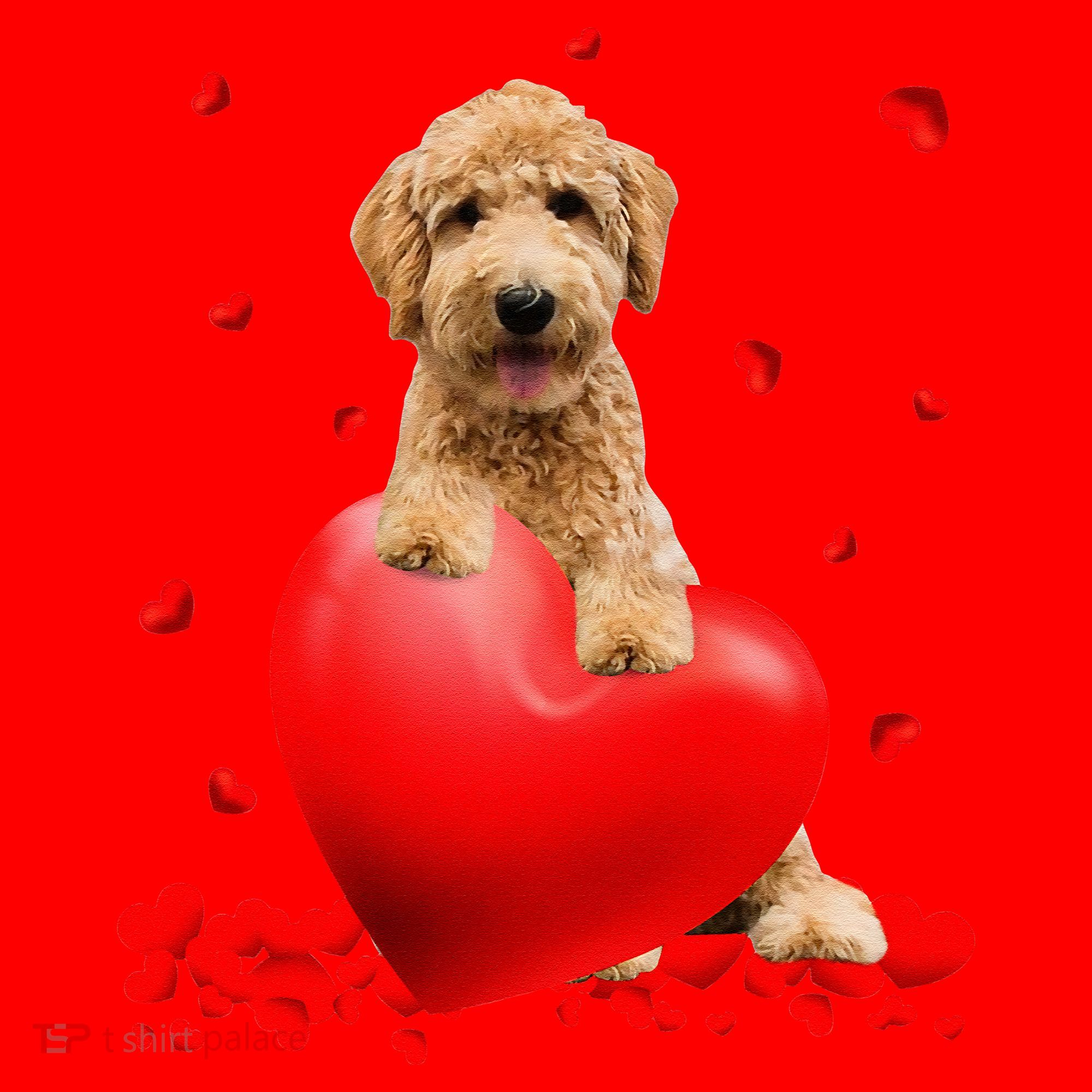 Valentines Day Golden Doodle Heart Dog Lovers Santa Hat
