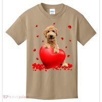 Valentines Day Golden Doodle Heart Dog Lovers Kids T-Shirt thumb 0