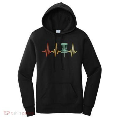 Vintage Disc Golf Retro Heartbeat Gift Disc Golf Funny Gift Women's Hoodie