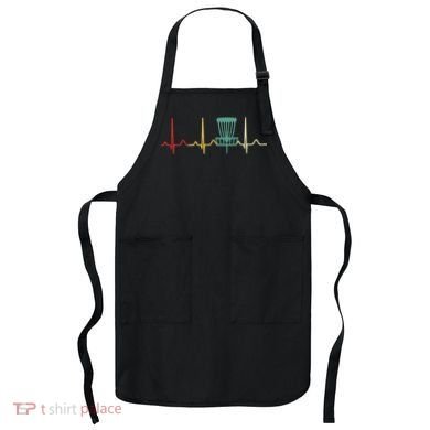 Vintage Disc Golf Retro Heartbeat Gift Disc Golf Apron