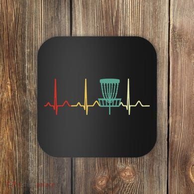 Vintage Disc Golf Retro Heartbeat Gift Disc Golf Coaster