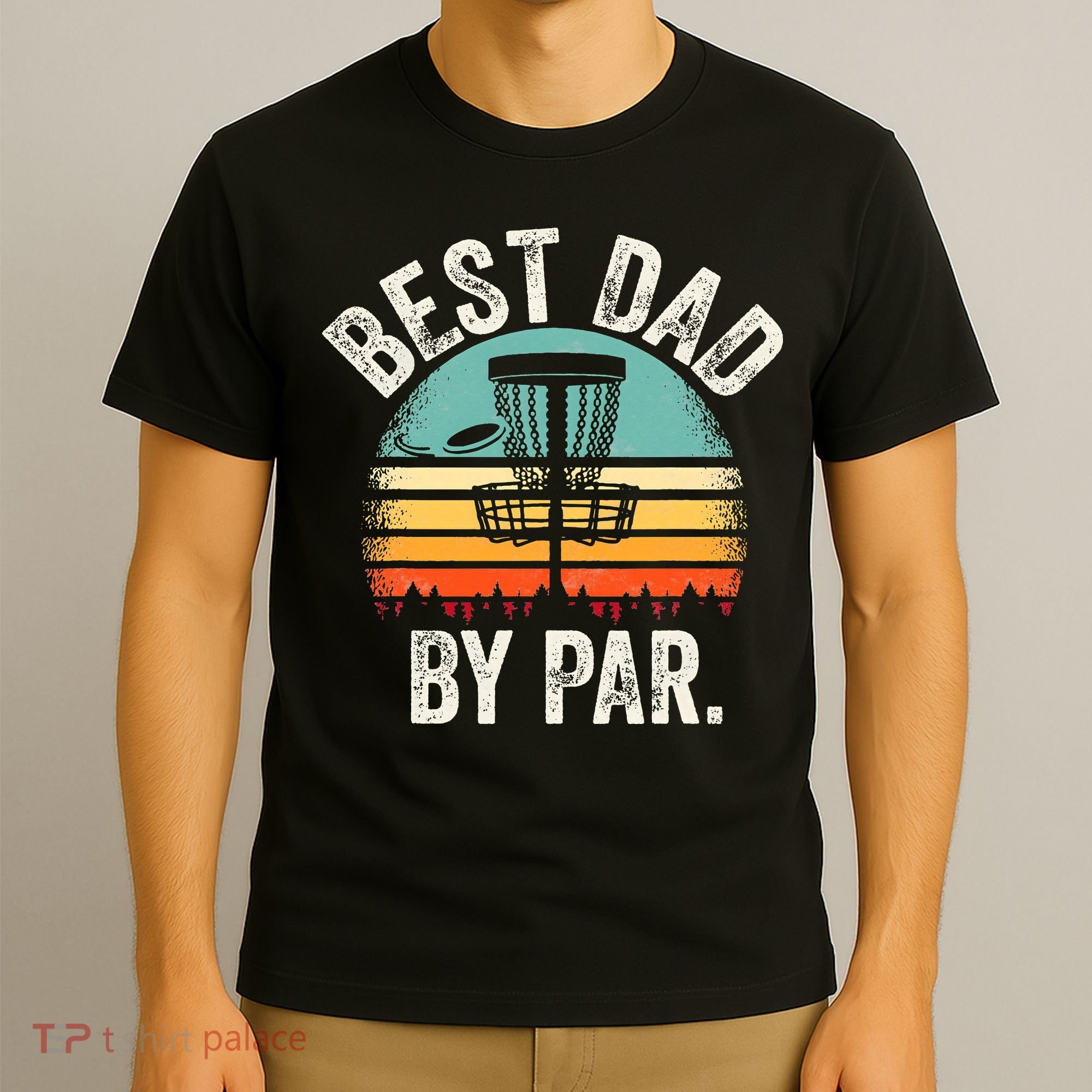 Vintage Disc Golf Dad Gift - Best Dad By Par Disk Golf T-Shirt