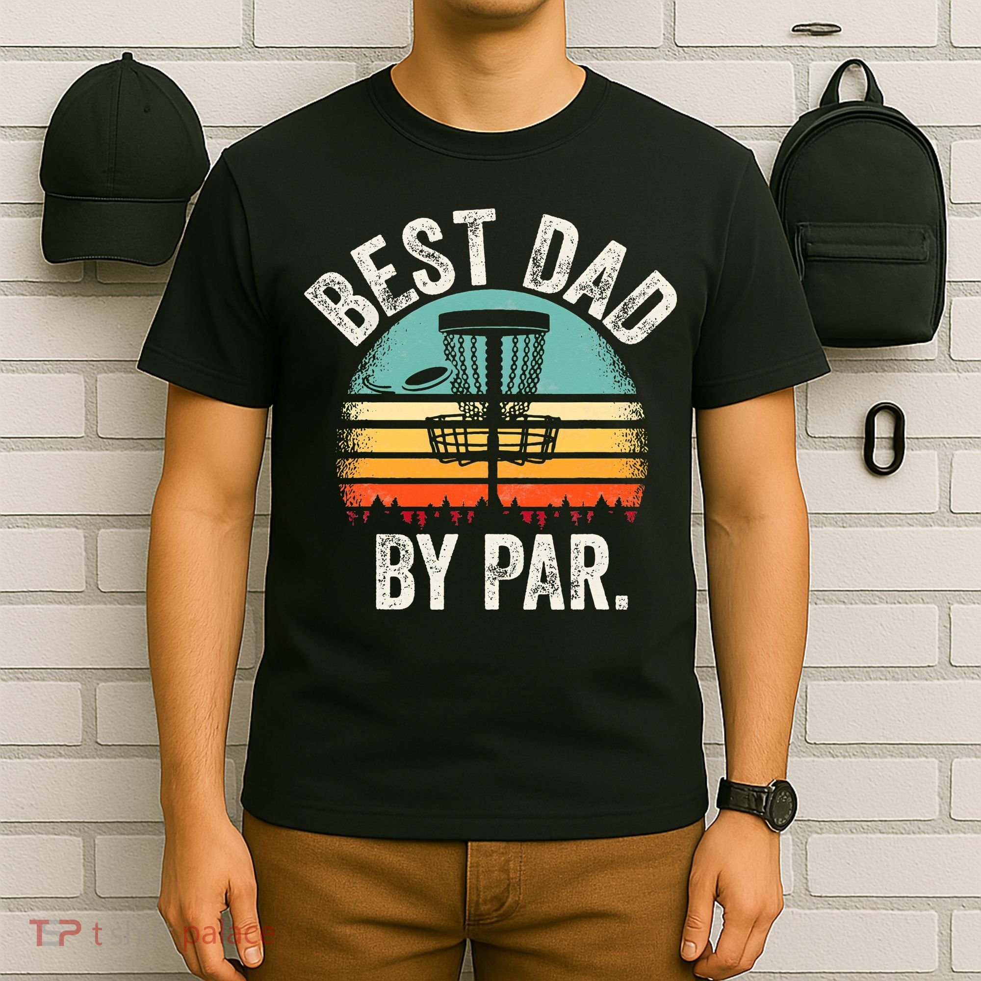 Vintage Disc Golf Dad Gift - Best Dad By Par Disk Golf T-Shirt
