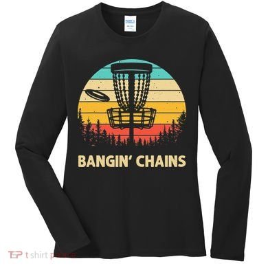 Vintage Disc Golf Basket Tree Funny Stupid Tree Frisbee Women's Long Sleeve Shirt