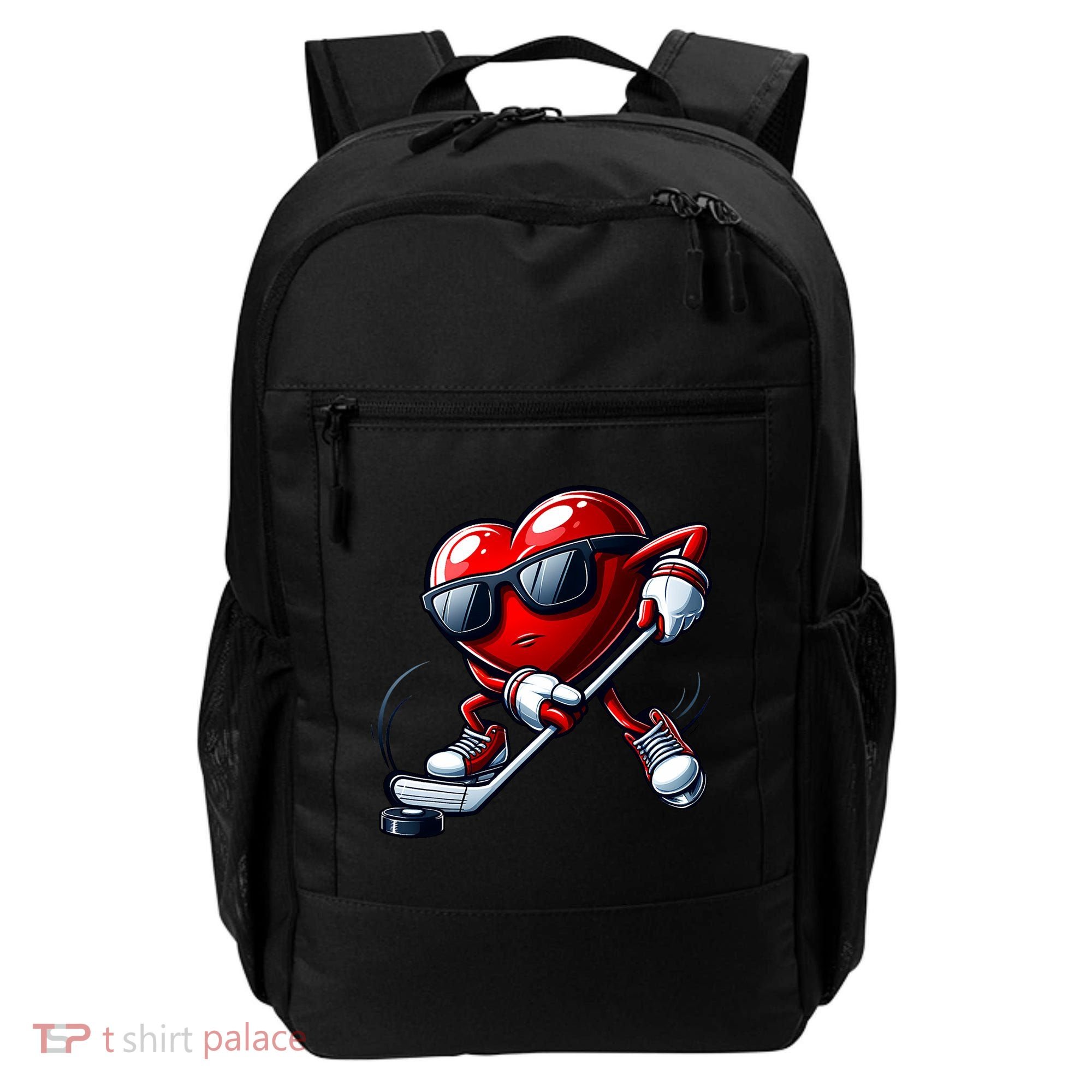 Valentines Day Heart Playing Hockey Backpack