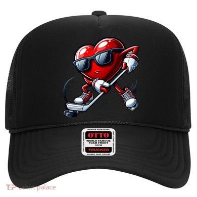 Valentines Day Heart Playing Hockey Hat