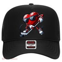Valentines Day Heart Playing Hockey Hat thumb 0