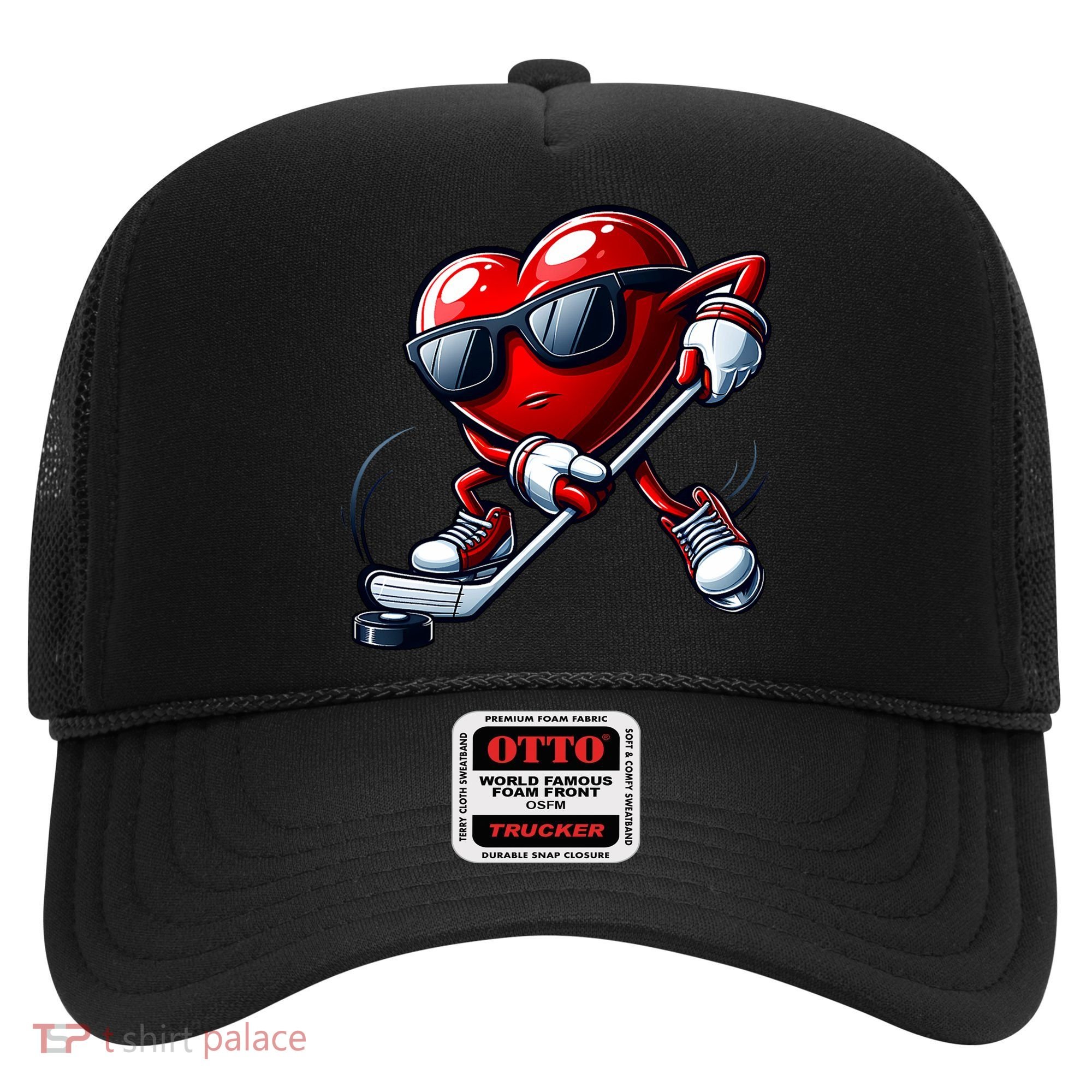 Valentines Day Heart Playing Hockey Hat
