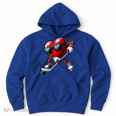 Valentines Day Heart Playing Hockey Hoodie
