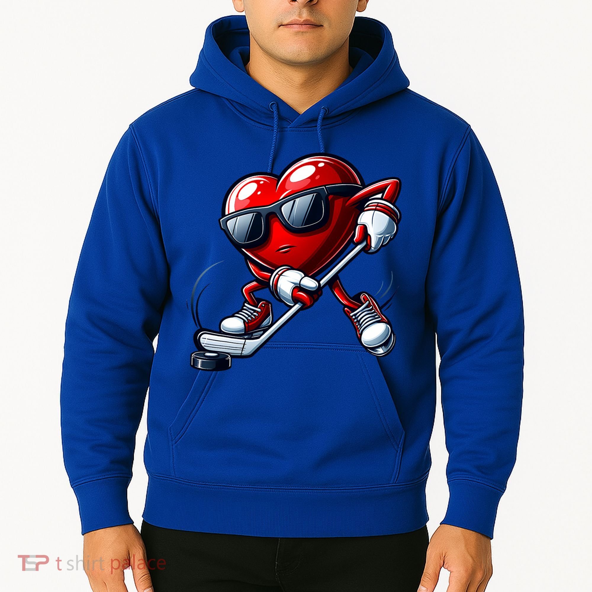 Valentines Day Heart Playing Hockey Hoodie