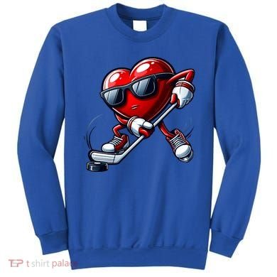 Valentines Day Heart Playing Hockey Sweatshirt