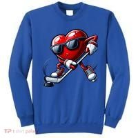 Valentines Day Heart Playing Hockey Sweatshirt thumb 0