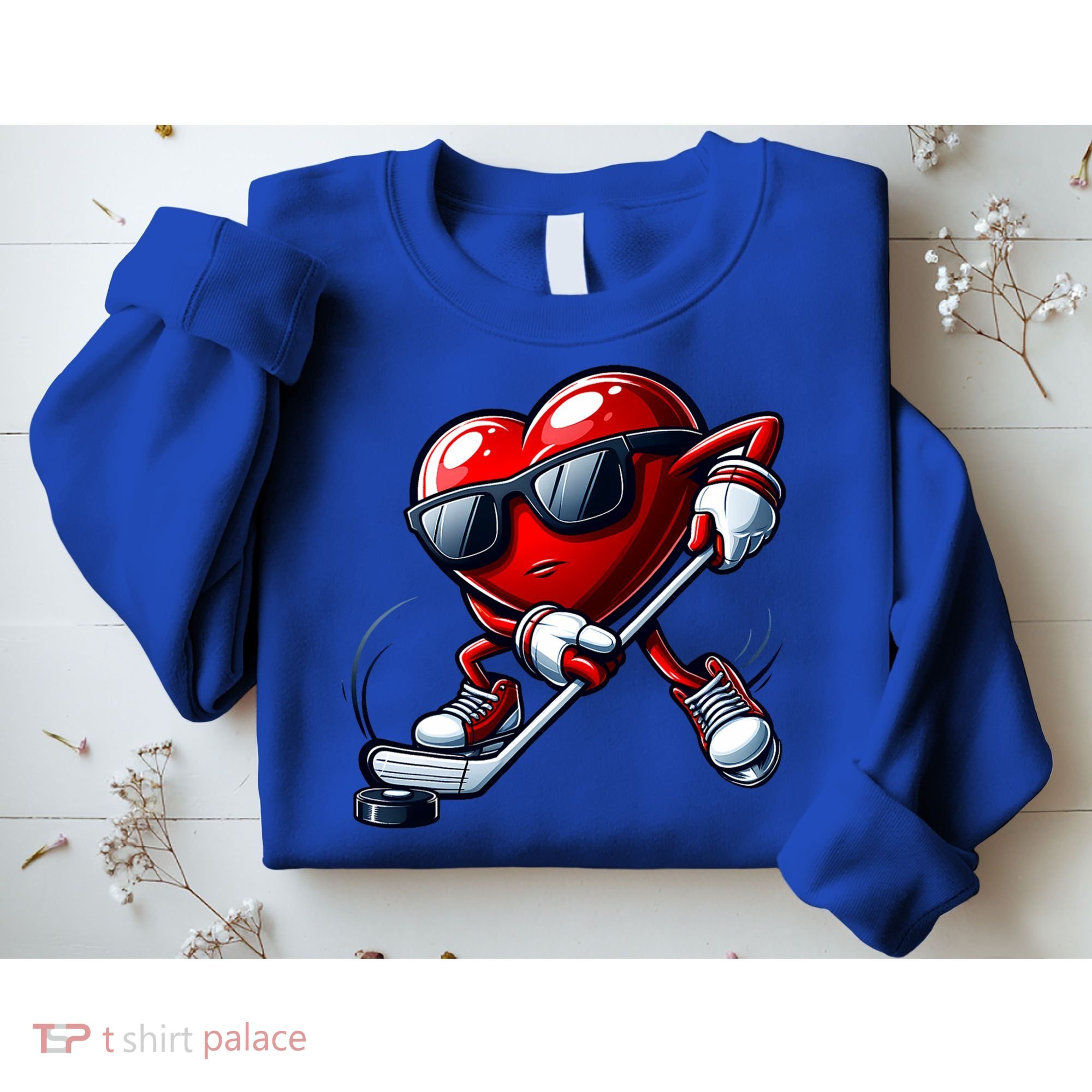 Valentines Day Heart Playing Hockey Sweatshirt