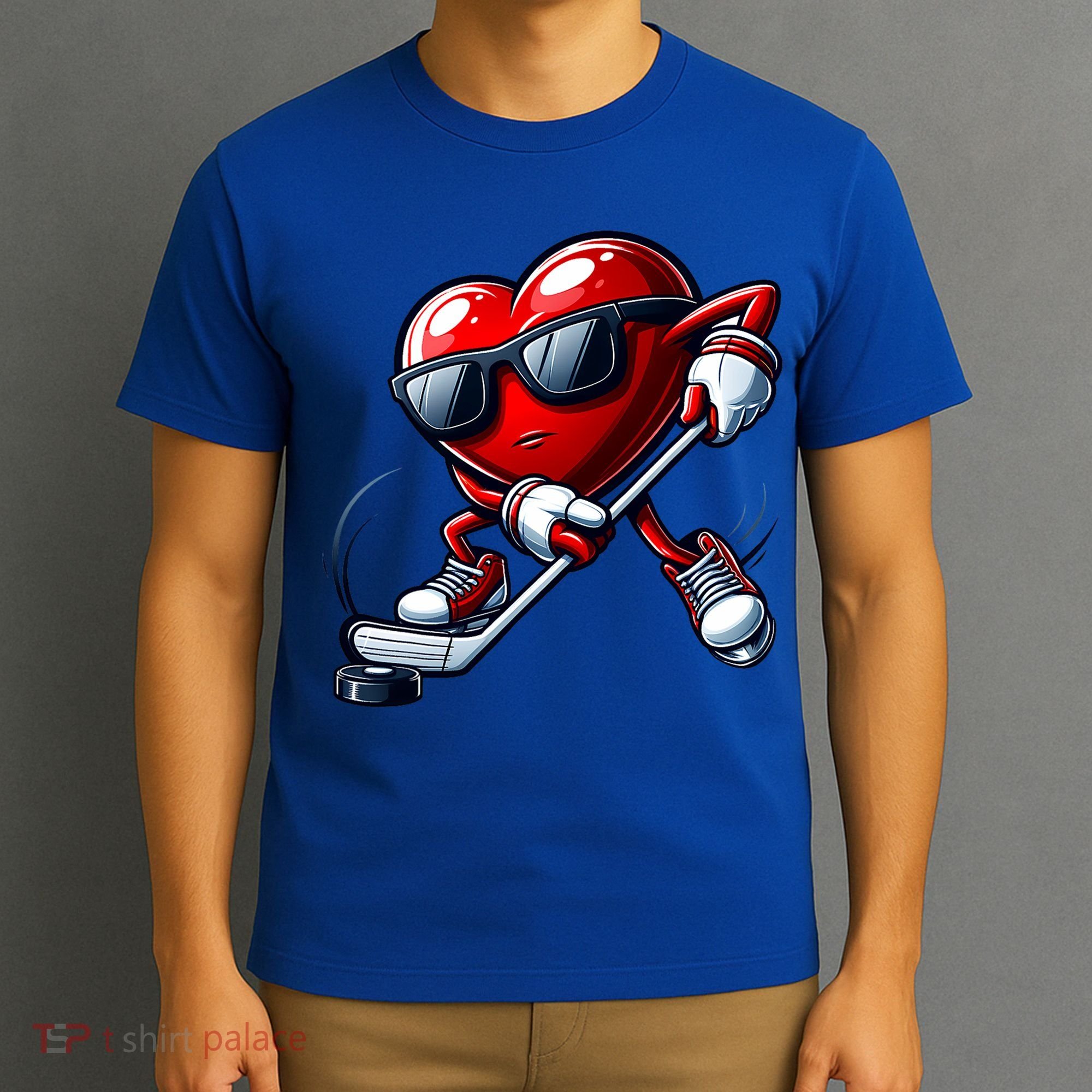 Valentines Day Heart Playing Hockey T-Shirt