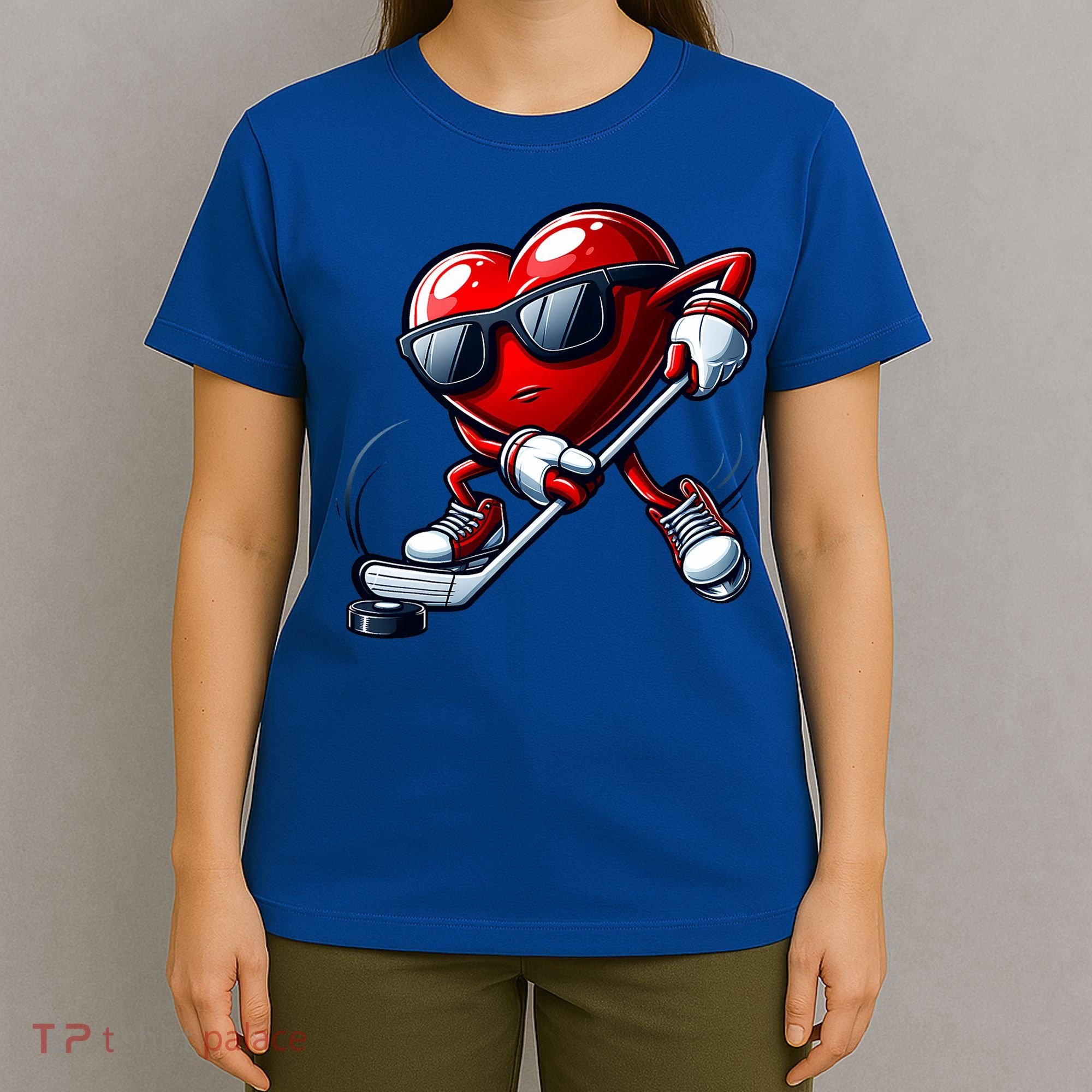 Valentines Day Heart Playing Hockey T-Shirt