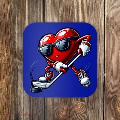 Valentines Day Heart Playing Hockey Coaster