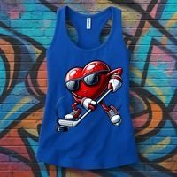 Valentines Day Heart Playing Hockey Women's Tank Top thumb 3