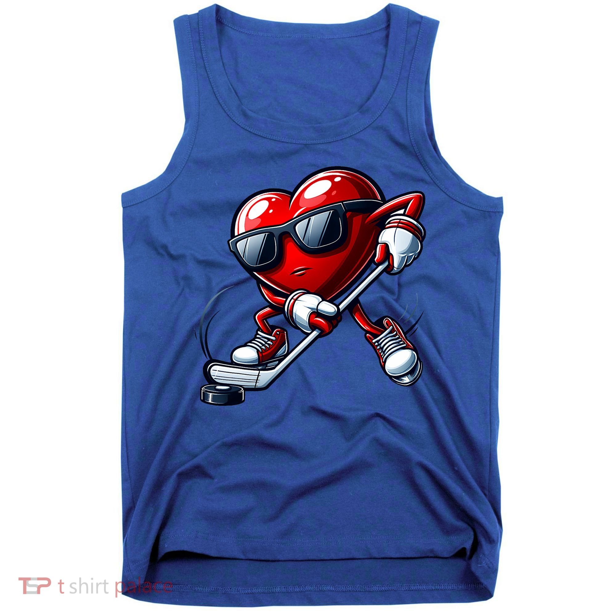 Valentines Day Heart Playing Hockey Tank Top