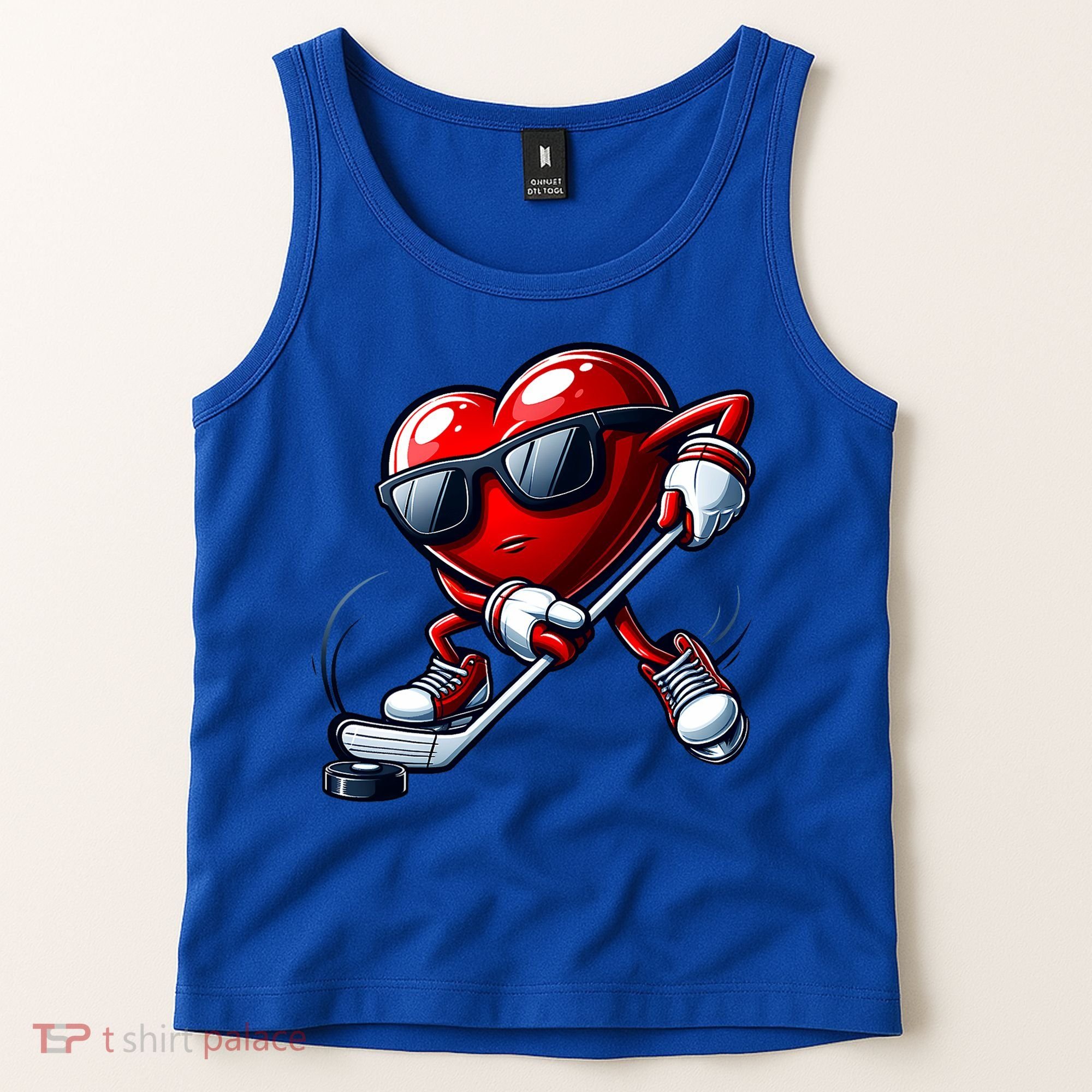 Valentines Day Heart Playing Hockey Tank Top