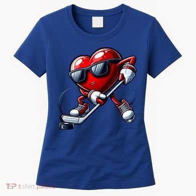 Valentines Day Heart Playing Hockey Women's T-Shirt