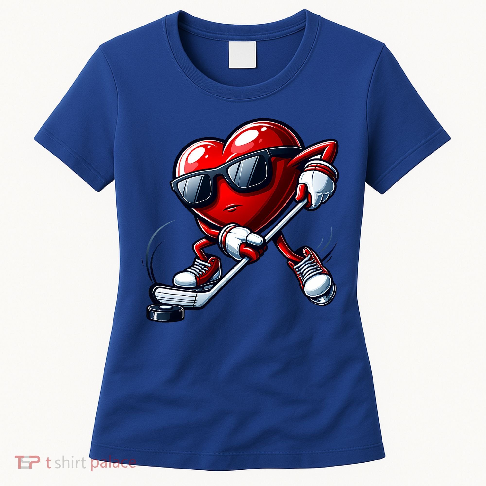 Valentines Day Heart Playing Hockey Women's T-Shirt