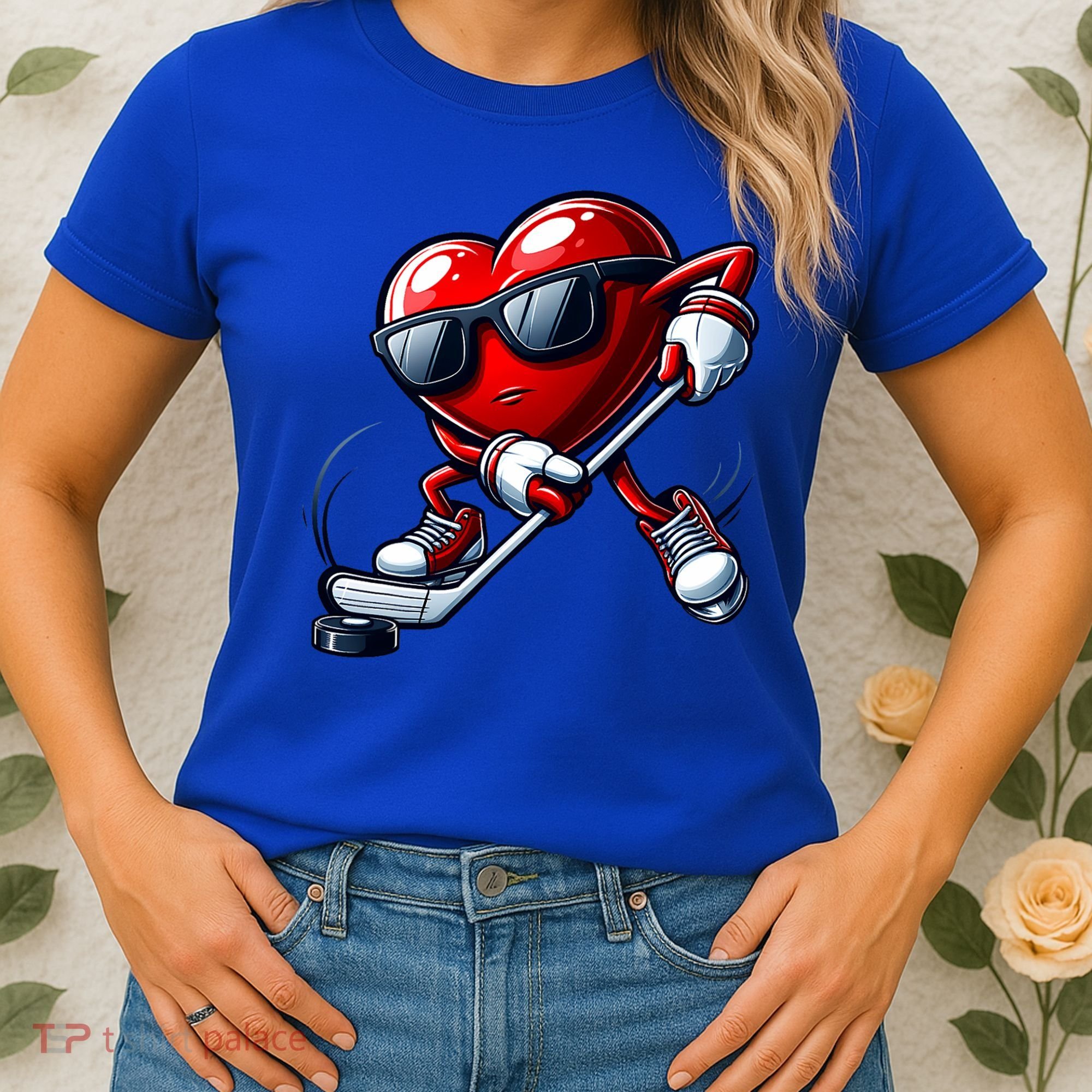 Valentines Day Heart Playing Hockey Women's T-Shirt