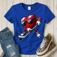 Valentines Day Heart Playing Hockey Women's T-Shirt thumb 3