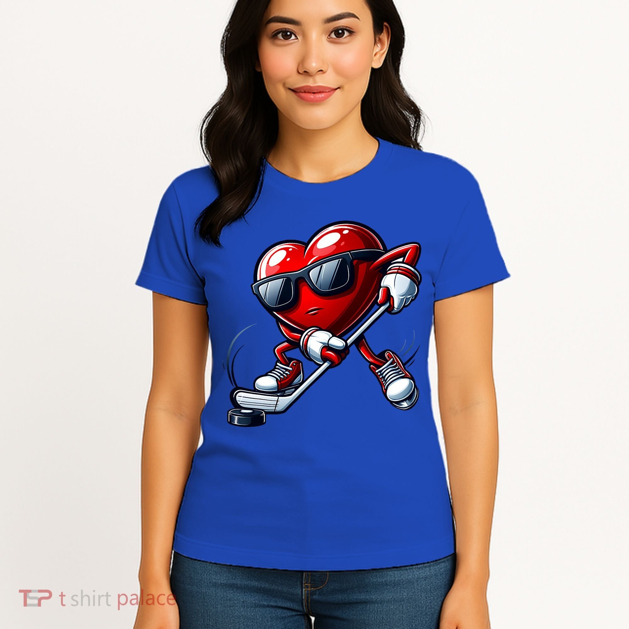 Valentines Day Heart Playing Hockey Women's T-Shirt