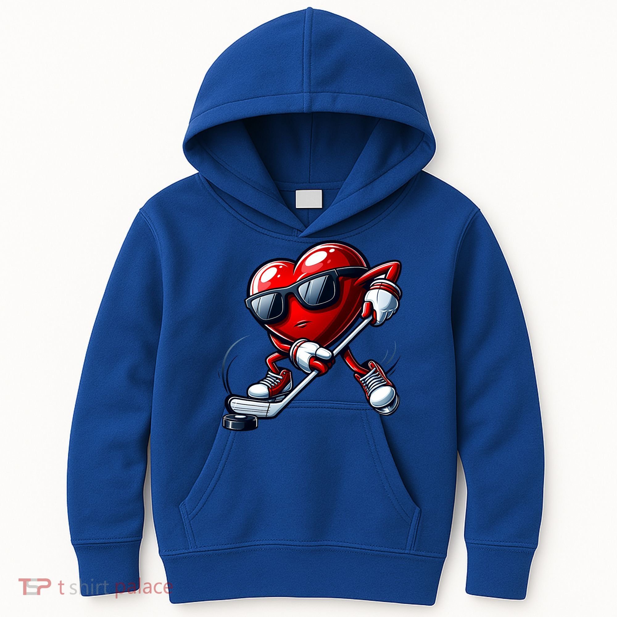 Valentines Day Heart Playing Hockey Kids Hoodie