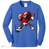 Valentines Day Heart Playing Hockey Kids Long Sleeve Shirt thumb 0