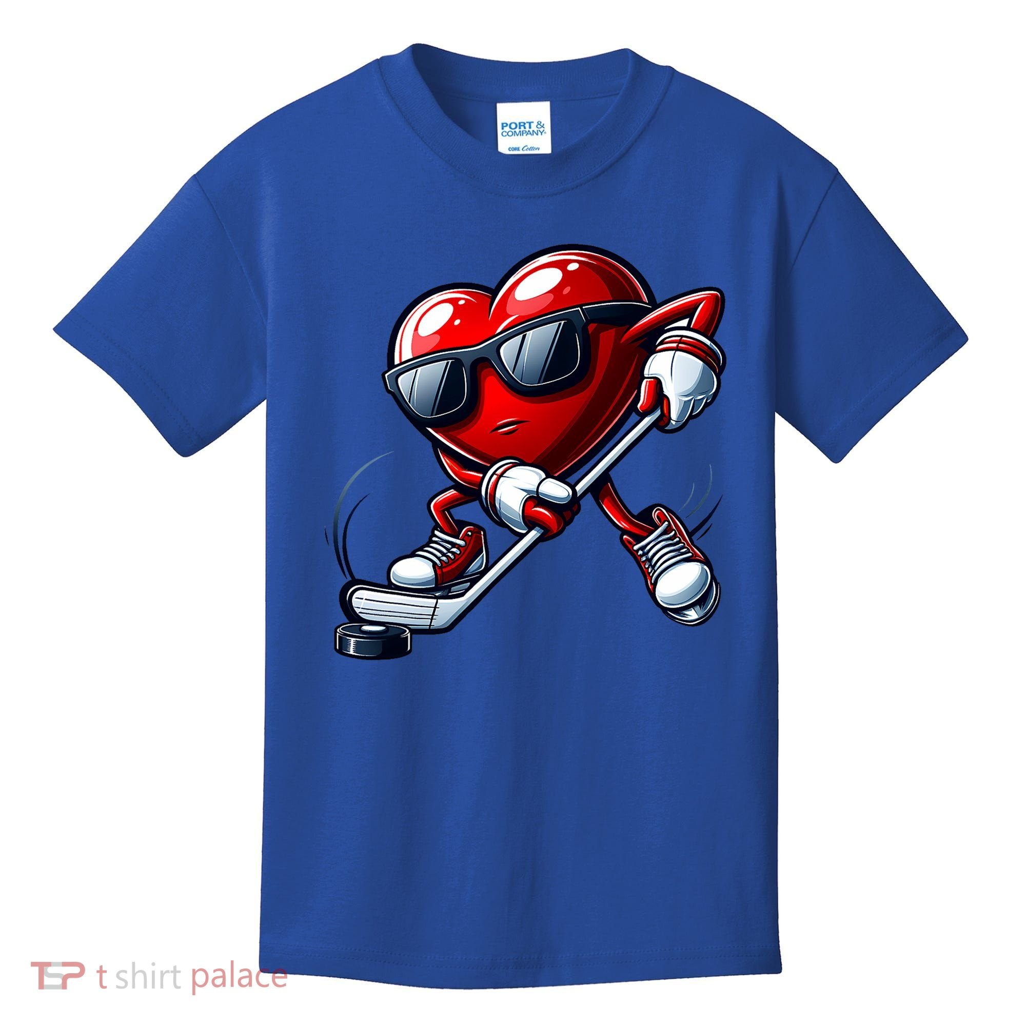 Valentines Day Heart Playing Hockey Kids T-Shirt