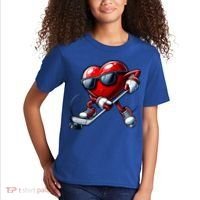 Valentines Day Heart Playing Hockey Kids T-Shirt thumb 2