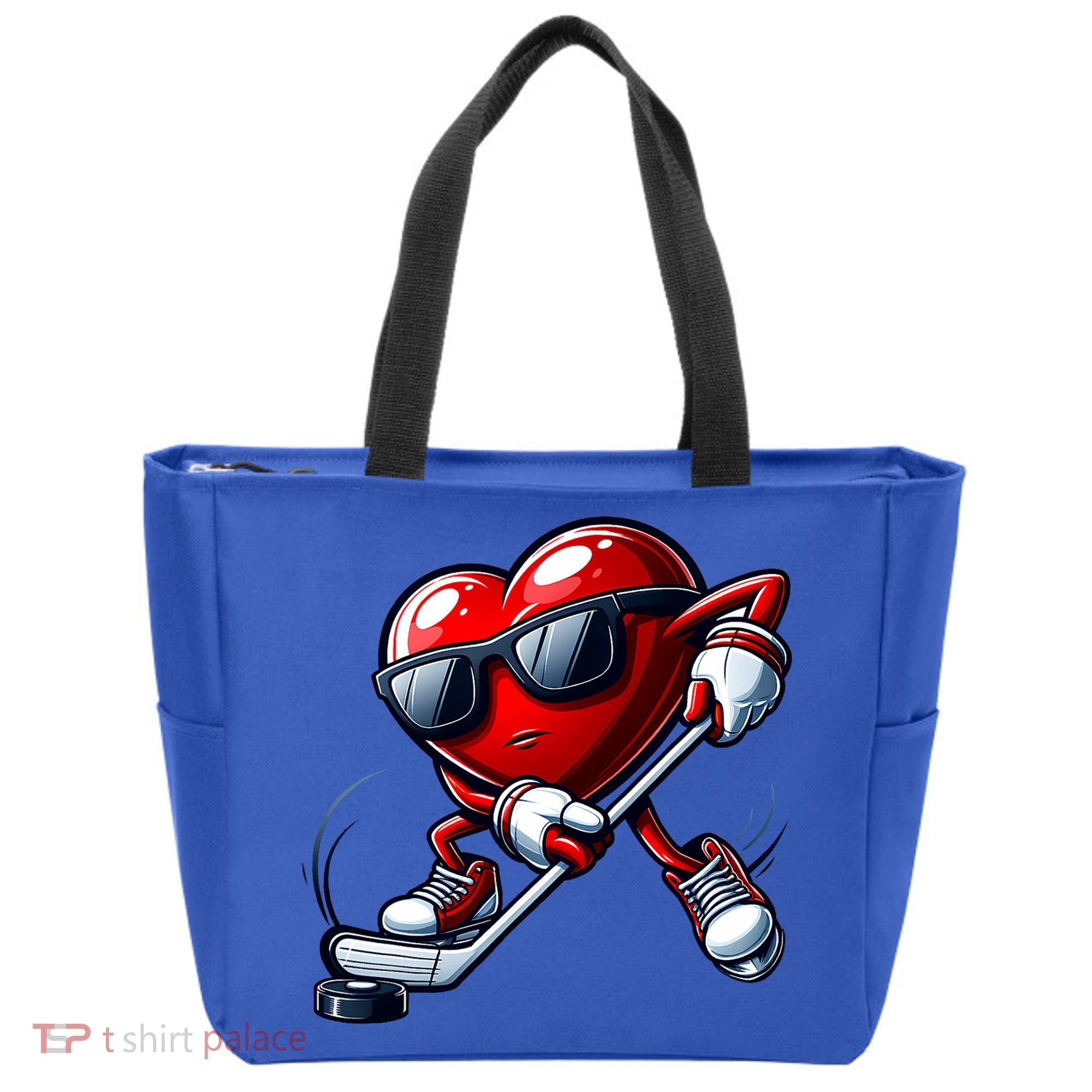 Valentines Day Heart Playing Hockey Tote Bag